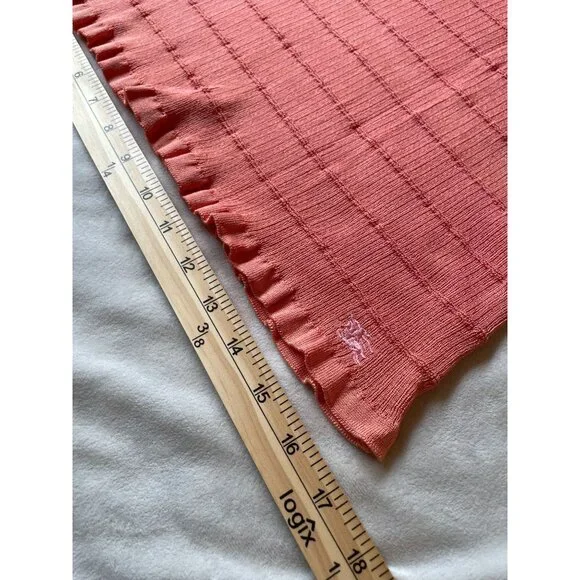 Burberry London Womens Ribbed Knit Top Size 48 Orange Y2K Cottagecore Classiccor - Picture 5 of 9